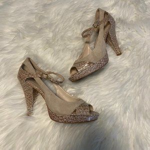 Franco Sarto Sulu Nude Snakeskin Heels
